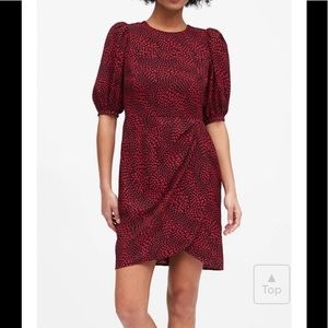 Banana Republic puff short sleeve wrap look dress